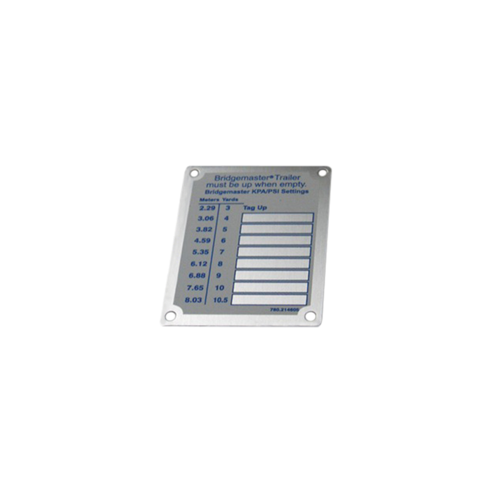 McNeilus 0214605 – Placard, Pressure, BM Axle, 3-10.5YD
