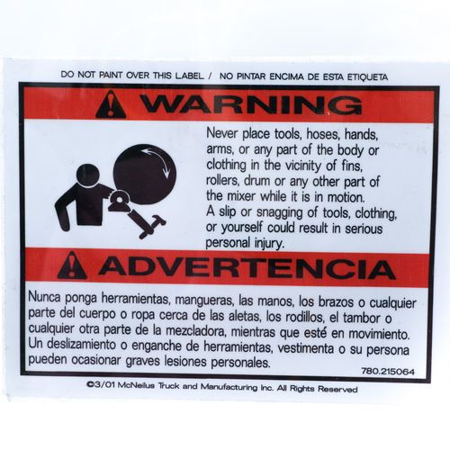 0215064 | McNeilus | SIGN,SAFE,WARN,NEVER PLACE