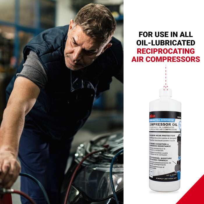1002-32 - Milton® High-Performance Conventional Air Compressor Oil, 32 oz. (SAE 30W, ISO 100).