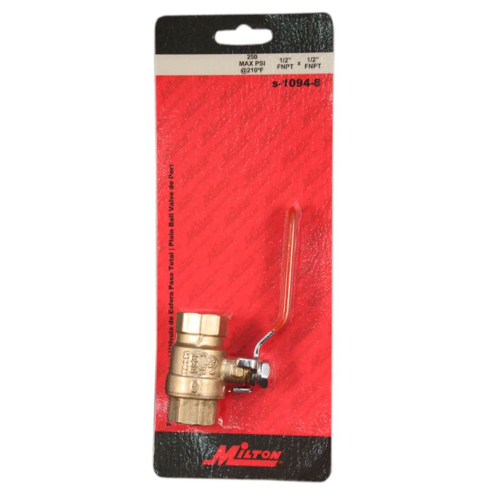 package of 1/2" FNPT Full Port Heavy-Duty Brass Ball Valve