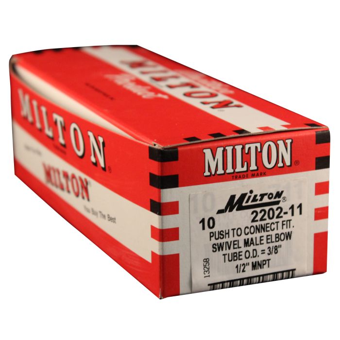 box of 1/2" MNPT 3/8" OD Push-to-Connect Swivel Elbow