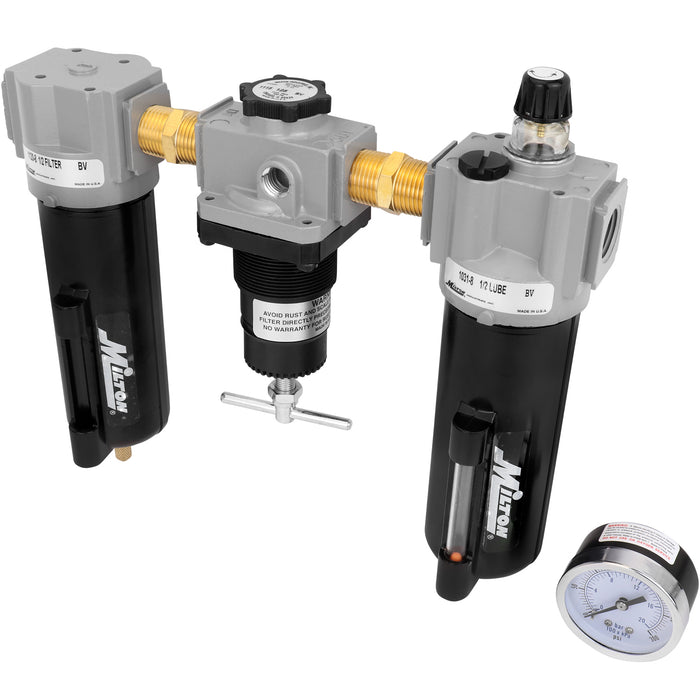 1/2" NPT Deluxe Polycarbonate FRL Trio