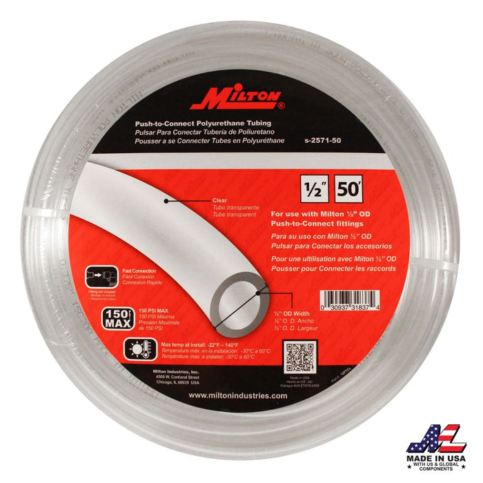1/2" OD Push-to-Connect Tubing, 50' Long