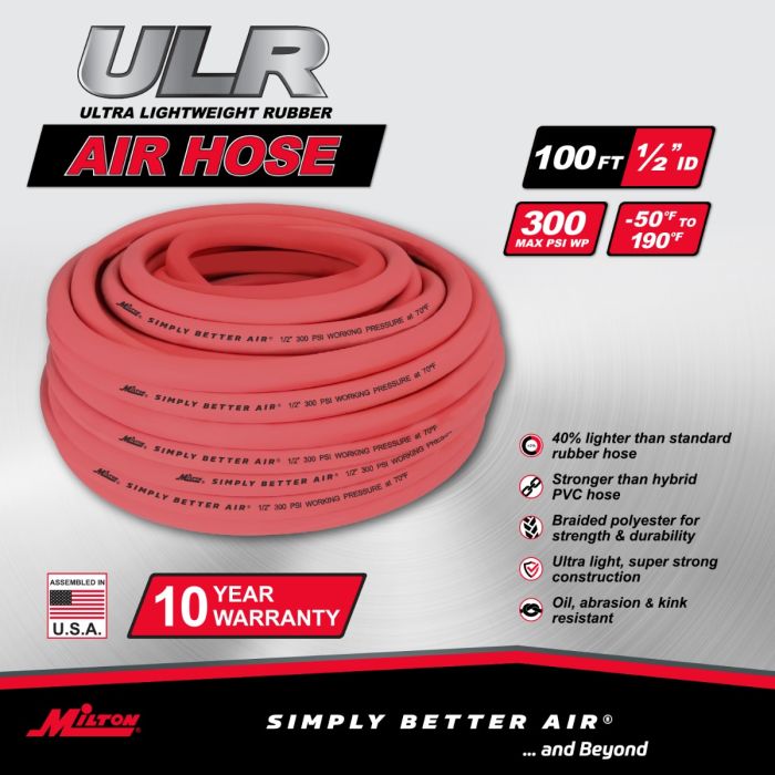 1/2" Ultra Lightweight Rubber Hose, 100' Bulk Hose w/ No Ends