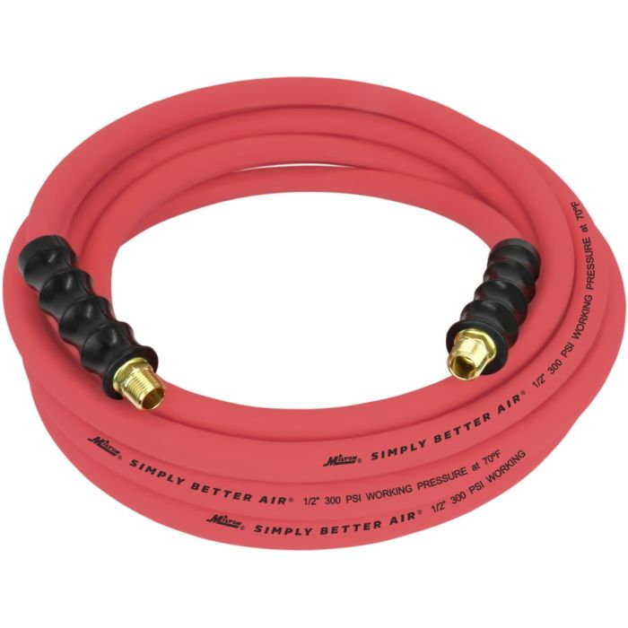 1/2" Ultra Lightweight Rubber Hose, 25' Air Hose w/ 3/8" NPT Male Inlet Thread Ends