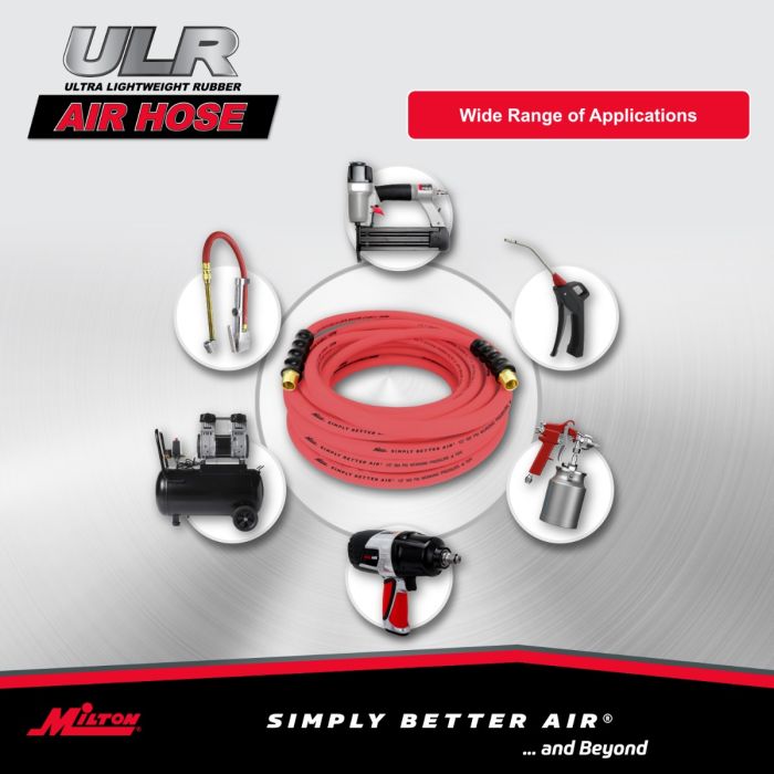 1/2" Ultra Lightweight Rubber Hose, 50' Air Hose w/ 1/2" NPT Male Inlet Thread Ends