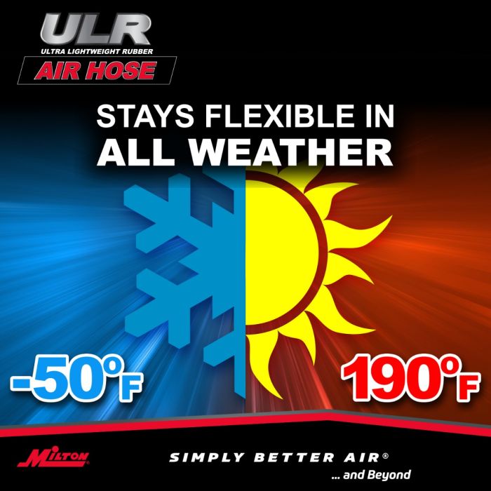1/2" Ultra Lightweight Rubber Hose, 50' Air Hose w/ 3/8" NPT Male Inlet Thread Ends