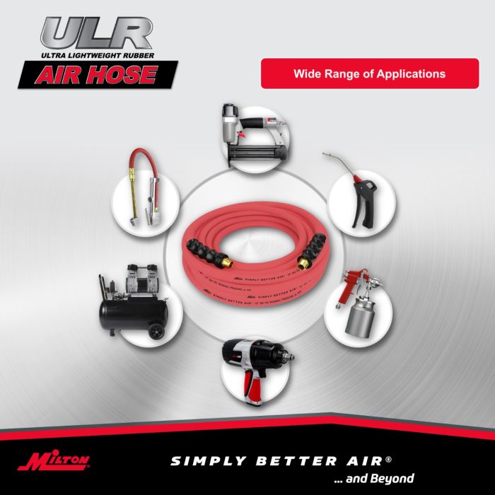 1/2" Ultra Lightweight Rubber Hose, 50' Air Hose w/ 3/8" NPT Male Inlet Thread Ends