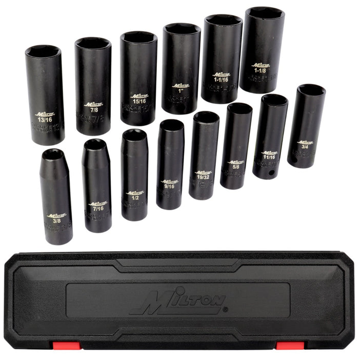 1300-SS-04 1/2" Drive Deep 3/8"-1-1/8" SAE Impact Socket Set (14-Piece)