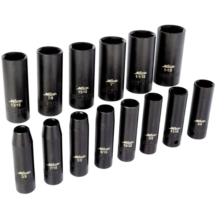 1300-SS-04 1/2" Drive Deep 3/8"-1-1/8" SAE Impact Socket Set (14-Piece)