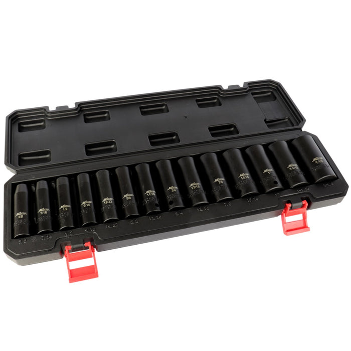 1300-SS-04 1/2" Drive Deep 3/8"-1-1/8" SAE Impact Socket Set (14-Piece)