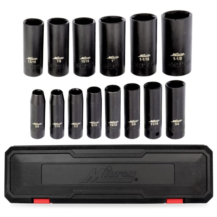 1300-SS-04 1/2" Drive Deep 3/8"-1-1/8" SAE Impact Socket Set (14-Piece)