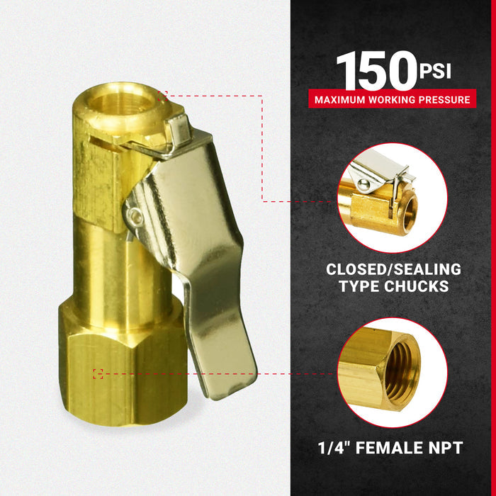 1/4" FNPT Euro-Style Air Chuck, Clip-On