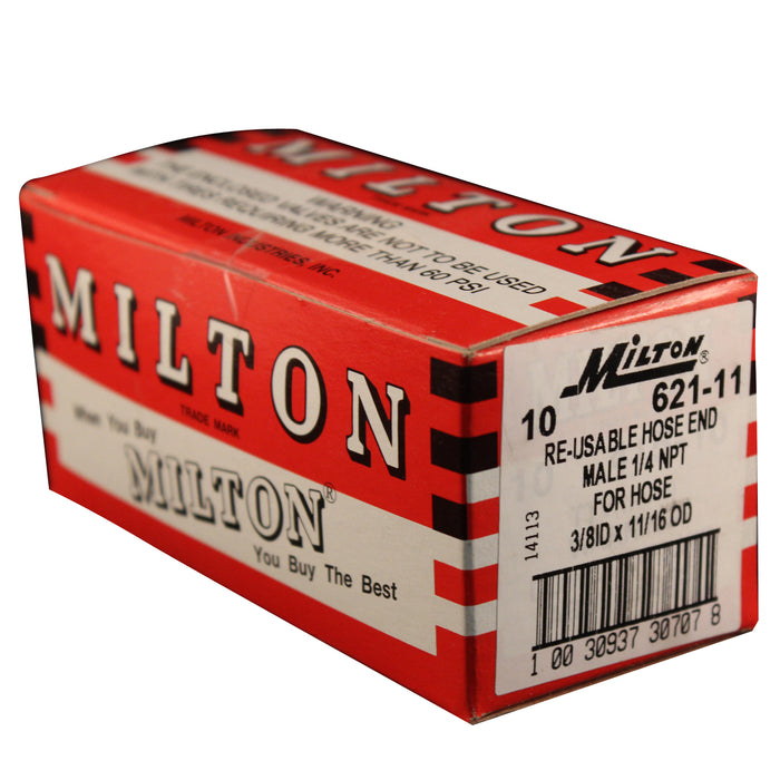 1/4" MNPT 11/16" OD Reusable Hose End Fitting (Box of 10)