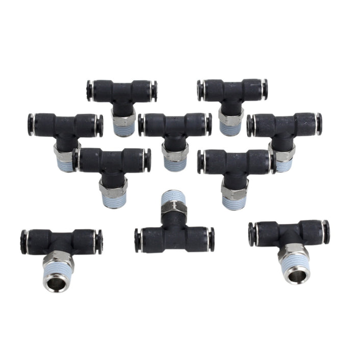 1/4" MNPT 1/4" OD Push-to-Connect Swivel Branch Tee (Box of 10)
