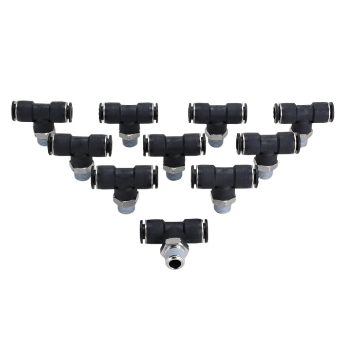 1/4" MNPT 3/8" OD Push-to-Connect Swivel Branch Tee (Box of 10)