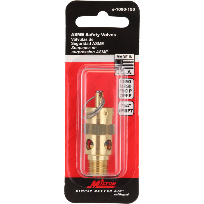 1/4" MNPT ASME Safety Valve - 150 PSI Pop off Pressure