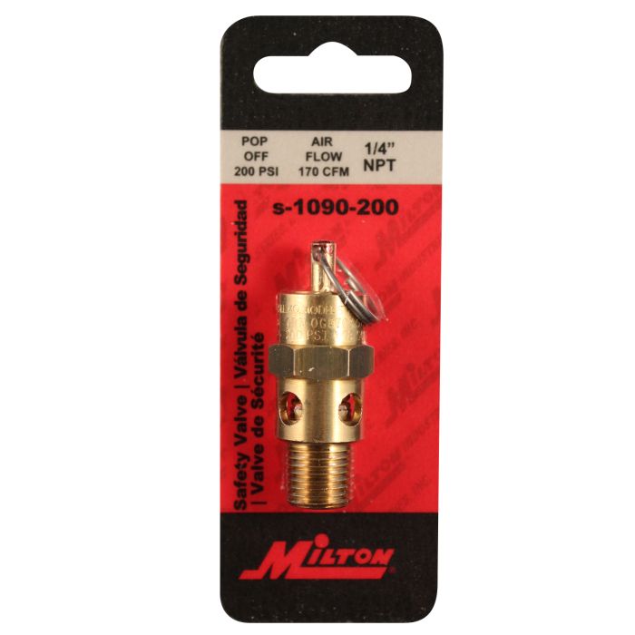 1/4" MNPT ASME Safety Valve - 200 PSI Pop off Pressure