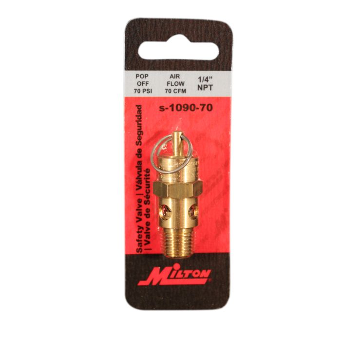 1/4" MNPT ASME Safety Valve - 70 PSI Pop off Pressure