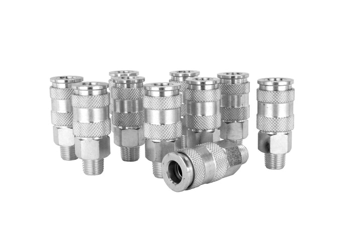 1/4" MNPT High Flow (V-Style) Quick-Connect Steel Coupler (Box of 10)
