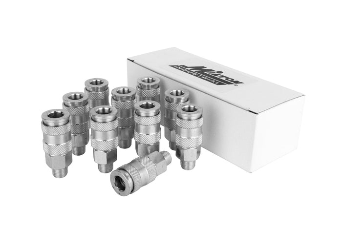 1/4" MNPT High Flow (V-Style) Quick-Connect Steel Coupler (Box of 10)