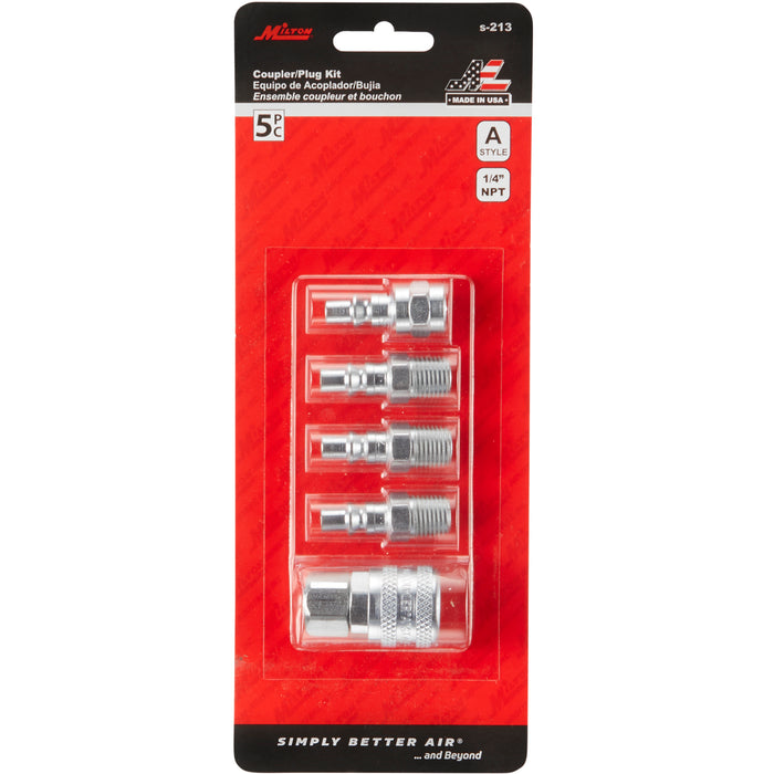 1/4" NPT A-Style Coupler and Plug Kit (5-Piece)