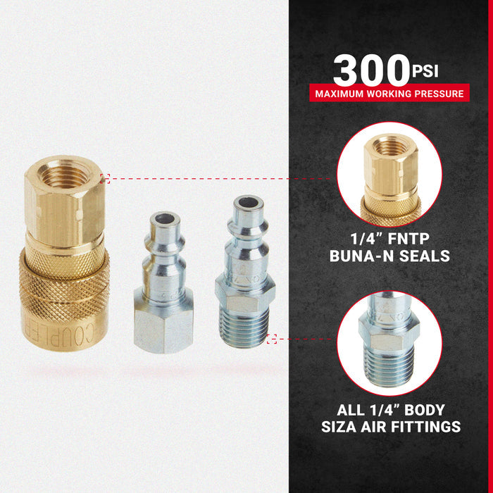 1/4" NPT M-STYLE® Air Coupler and Plug Kit (12-Piece)
