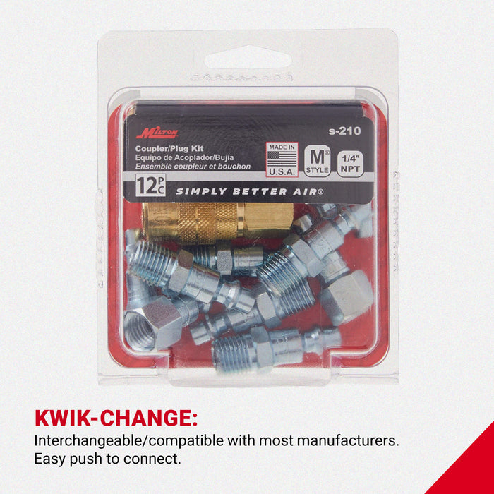 1/4" NPT M-STYLE® Air Coupler and Plug Kit (12-Piece)