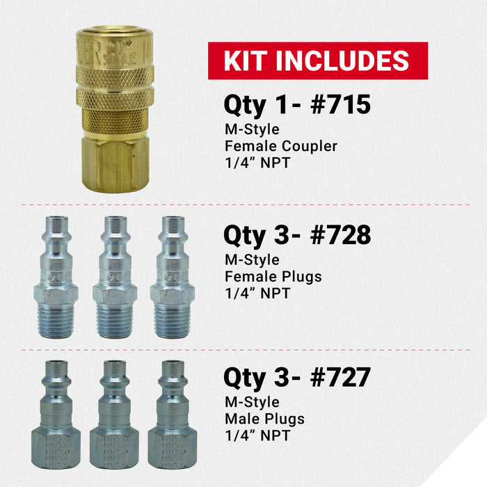 1/4" NPT M-STYLE® Coupler and Plug Kit (7-Piece)