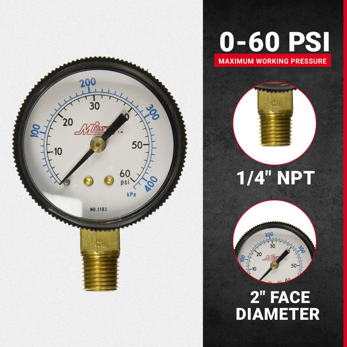 1/4" NPT Pressure Dial Gauge