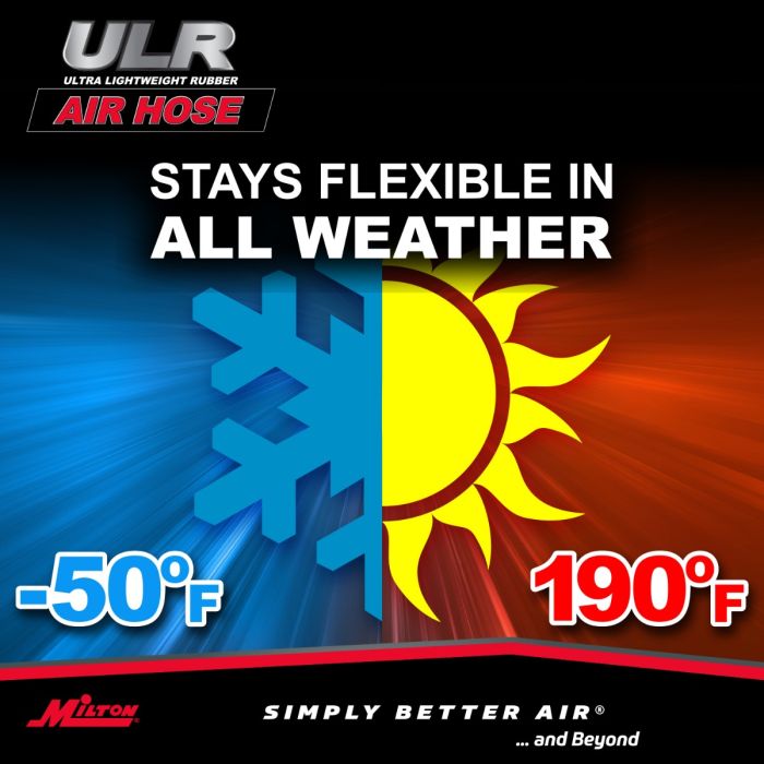 1/4" Ultra Lightweight Rubber Hose, 25' Air Hose w/ 1/4" NPT Male Inlet Thread Ends