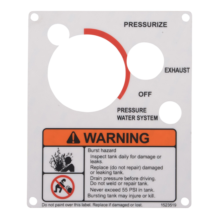 McNeilus 1460669 – Sign, Safe, Warn, Water Tank Brst, SP