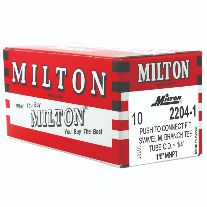 1/8" MNPT 1/4" OD Push-to-Connect Swivel Branch Tee (Box of 10)