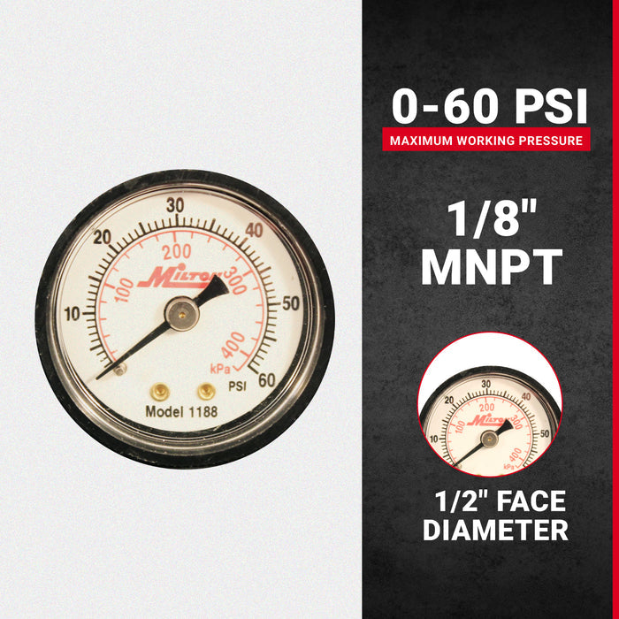 1/8" NPT Mini Pressure Dial Gauge