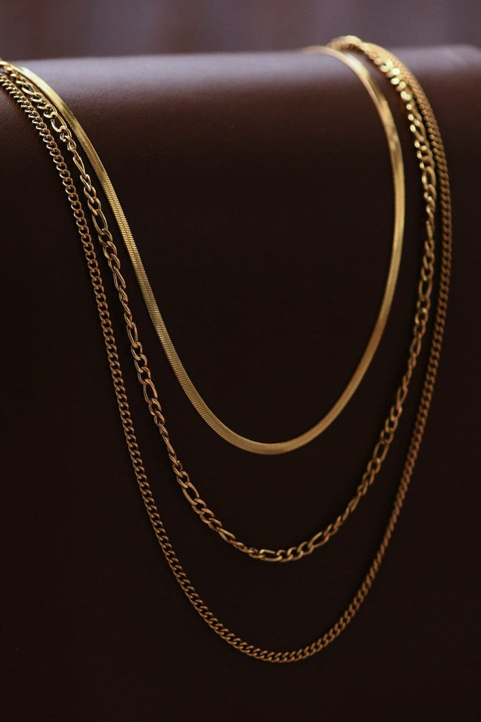 18K Chain Necklace Set In Gold - Infinity Raine