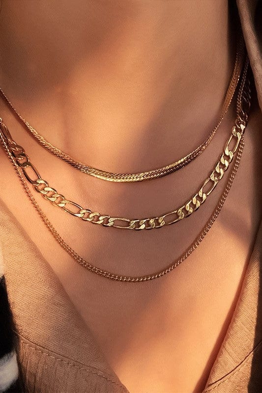 18K Chain Necklace Set In Gold - Infinity Raine