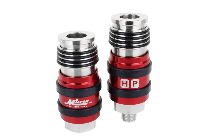2 In ONE Universal Safety Exhaust Industrial Coupler, 1/4" NPT x 3/8" Body Flow