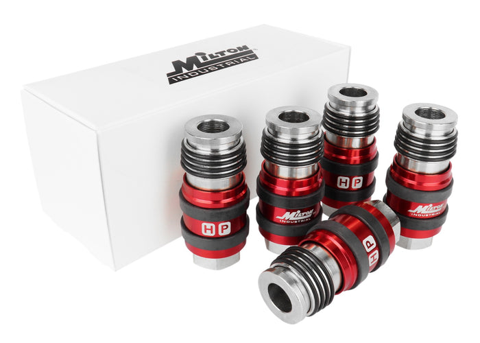 2 In ONE Universal Safety Exhaust Industrial Coupler, 1/4" NPT x 3/8" Body Flow
