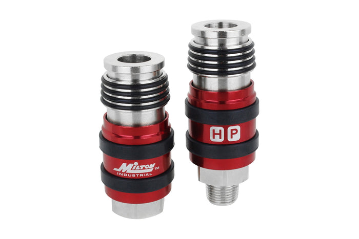 2-In-ONE Universal Safety Exhaust Industrial Coupler, 3/8" NPT x 3/8" Body Flow - PATENTED