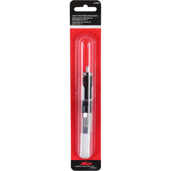 3-in-1 Tire Valve Extractor and Inflator Tool (Remove, Inflate, Install)