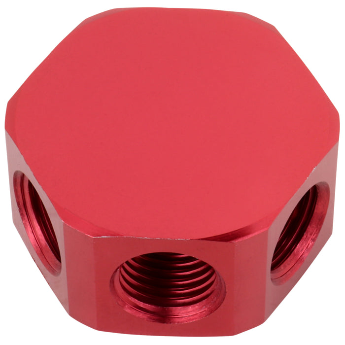 3-Way Air Manifold, 3/8" FNPT inlet/outlet Aluminum Industrial Flat Hex Air Line Splitter