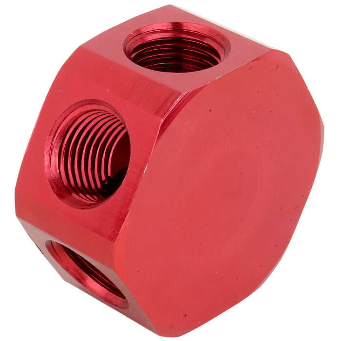 3-Way Air Manifold, 3/8" FNPT inlet/outlet Aluminum Industrial Flat Hex Air Line Splitter