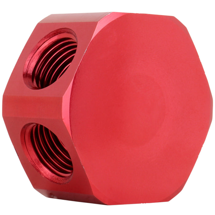 3-Way Air Manifold, 3/8" FNPT inlet/outlet Aluminum Industrial Flat Hex Air Line Splitter