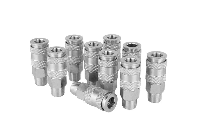3/8" MNPT High Flow (V-Style) Quick-Connect Steel Coupler (Box of 10)