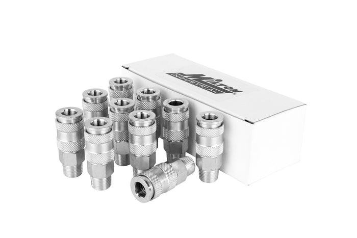 3/8" MNPT High Flow (V-Style) Quick-Connect Steel Coupler (Box of 10)