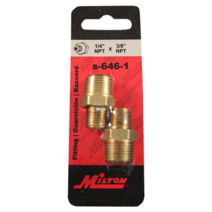 3/8" MNPT x 1/4" MNPT Hex Nipple Hose Fitting