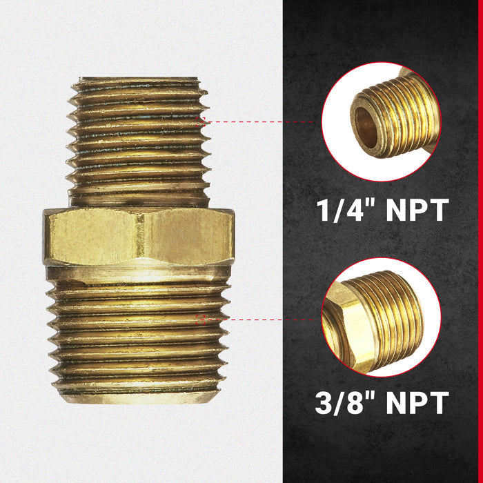 3/8" MNPT x 1/4" MNPT Hex Nipple Hose Fitting