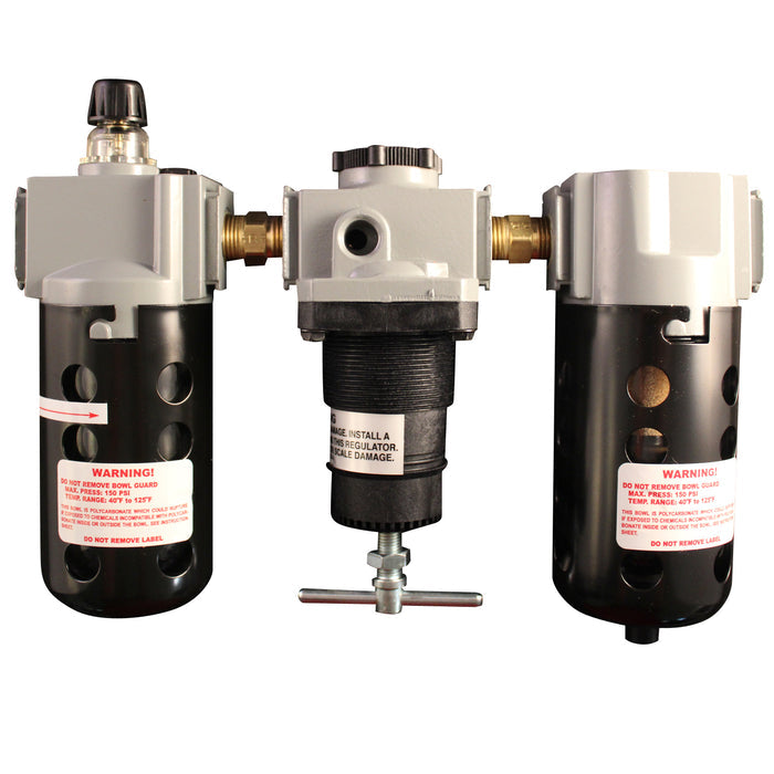3/8" NPT Deluxe Polycarbonate FRL Trio