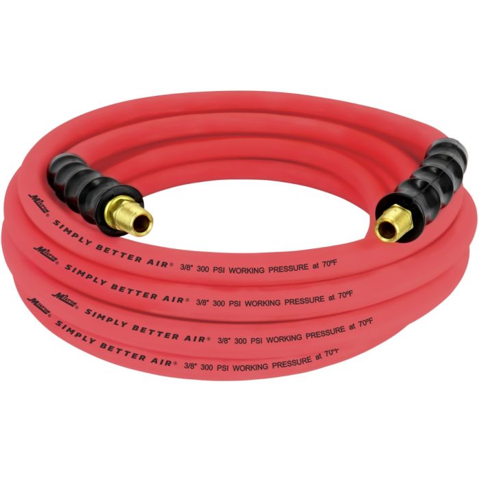 3/8" Ultra Lightweight Rubber Hose, 25' Air Hose w/ 1/4" NPT Male Inlet Thread Ends