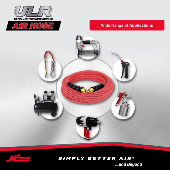 3/8" Ultra Lightweight Rubber Hose, 35' Air Hose w/ 3/8" NPT Male Inlet Thread Ends